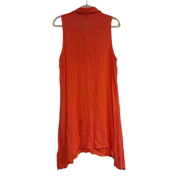 CUPIO Shirt Dress Women's XL Coral Sleeveless Button Asymmetrical Summer Classic - Picture 2 of 4